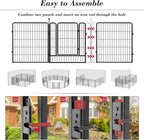 Dog Playpen 32 inch 32 Panels Indoor Outdoor Dog Pen for Medium/Small Dogs Heavy Duty Metal Dog Fence Outdoor for Yard, Puppy Playpen with Door Portable Pet Fence for RV Camping Yard