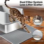 Stainless Steel Litter Box, Extra Large Cat Litter Box for Big Cats | High Sided, Anti-Urine Leakage, Easy Clean, Odor-Free, Non-Sticky, Includes Scoop & Mat