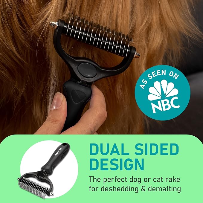 Maxpower Planet Hair Brush - Double Sided Shedding, Dematting Undercoat Rake for Dogs and Cats, Extra Wide Dog Grooming Brush, Reduce Shedding by 95%, Black | Deshedding & Dematting, Extra-Wide Double-Sided Comb, Long-Haired Coats, Reduces Shedding, Or...