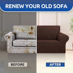 Stretch Loveseat Couch Cover, 2 Cushion Couch Slipcover,Chocolate | 1-Piece Washable Sofa Cover Pet Friendly (55"-78") Furniture Protector Soft Jacquard, Elastic Bottom for Dogs & Kids