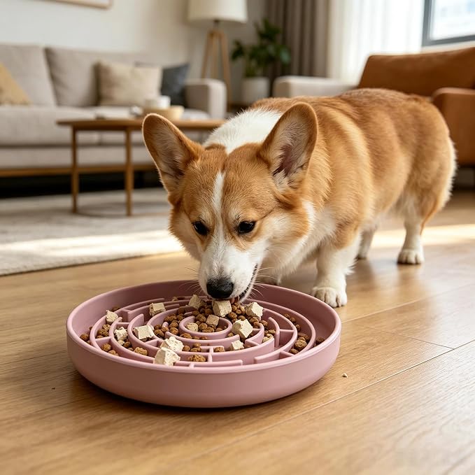 Dog Cat Lick Mat and Slow Feeder Bowl Set, Thickened Food Grade Silicone with Strong Suction Cups, Anxiety Relief Calming Lick Pad for Bathing Grooming Training