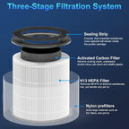 Tailulu D10 Official Air Purifier Replacement Filter（2 Pack） | H13 True HEPA Air Filter Removes Smoke, Odor, Dust, Pet Hair