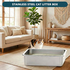 Homegroove Stainless Steel Litter Box 2 Pack, 20"x13.8"x6" for Multi-Cats | Large Metal Cat Litter Box, Non-Stick Easy to Clean Surface, Jumbo Size for Big Cats & Multiple Cats