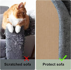 Cat Scratching Climbing Carpet Mat, Self-Adhesive Couch Furniture Protector | 39.3x15.8In Thickened, Cat Scratch Post/Tree Covered Pad Replacement, Shield for DIY Shelf Steps Couch Corner Wall, Khaki