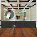 Reinforced 155" Extra Wide Baby Gate Retractable Dog Gate, Indoor/Outdoor | Retractable Fence for Large Openings, Space-Saving, Easy to Use, Scratch-Resistant Mesh, Safety Lock, Easy Install, Black