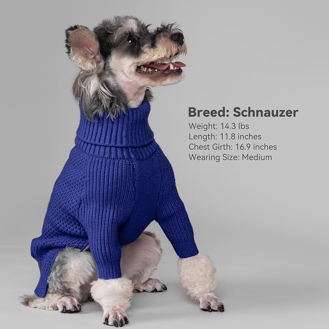 cyeollo Dog Sweater Long Sleeve Knitted Turtleneck Pullover Warm Clothes | Ultra Soft Warm Knit, Full Coverage, 4-Way Stretch for Easy Movement, Easy On & Off, Winter Daily Wear for Small Dogs