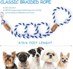 Mile High Life Rainbow Dog Leash Braided Cotton Rope w Leather-Wrapped Ends | Rust-proof 360° swivel clasp, Heavy-duty for medium/large breeds. Great for weddings, daily walks (6FT, 1/2", Blue Gradient)