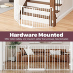 29.4-78" Extra Wide Baby Gate, Long Dog Gates Indoor for Stairs | Essential Large Gate for Child Toddler with Anti-Trip Pedal, Adjustable Pet Gate for Doorways, 28" Tall 3 Metal Panels White
