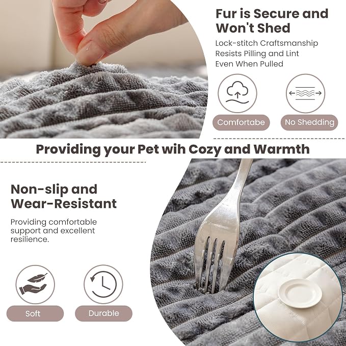 Couch Cover for Dogs Washable, Non Slip Couch Covers for 3 Cushion Sofa Pet Friendly, Fuzzy Pet Couch Cushion Covers for Dog, Thick, Soft for Sofa Protector (Dark Gray, 27.6" x 70.9"/70 x 180cm)