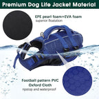 Kuoser Dog Life Jacket, High Flotation Reflective Dog Life Vest, Navy, XS | Adjustable Dog Lifejackets for Small Medium Large Dogs, Lifevest with Rescue Handle for Swimming, Boating, Lake, Beach & Pool