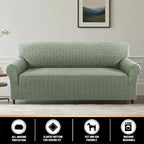 Jacquard Couch Covers for 3 Cushion Couch 1 Piece Stretch Sofa Covers Furniture Protector Anti-Slip Soft Thickened Dogs Slipcovers Washable Diamond Pattern(Sofa, Sea Grass)