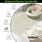 Mofason Cat Litter Mat XXL, Pearl Waterproof Litter Box Mats Extra Large | Washable 38"x25" silicone kitty litter box mat for floor; jumbo extra large pet trapping rug pad, cat litter matt easy clean