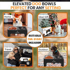 Elevated Dog Bowls, Raised Dog Bowl Stand with 4 Adjustable Heights, Stainless Steel Food Bowl & No-Spill Water Bowl – Dog Bowls Elevated for Small, Medium & Large Dogs