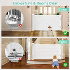 EZIGO 55 Inch Retractable Baby Gates Extra Wide Baby Dog Gate for Stairs | 34 Inch Tall Retractable Dog Gate, One-Hand Operation Mesh Safety Pet Gate for Deck, Porch, Doorways Indoor Outdoor, White