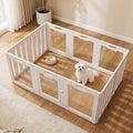 Soulbond Clear Acrylic Dog Playpen Indoor (24 Inch, White, 10 Panels) | Non-Slip,Tool-Free Assembly, External Door Lock Play Pen for Puppies and Small Dogs