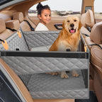 PETICON Large Dog Car Seat, Back Seat Extender for Dogs with Hard Bottom | Waterproof Medium Carseat for Dogs with 3 Mesh Windows, Pet Seat Cover for Cars, Trucks and SUVs