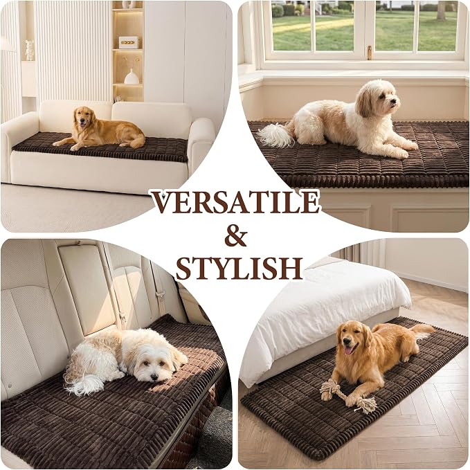 Couch Covers for 3 Cushion Sofa, Couch Cover for Dogs Washable | Non Slip Soft Couch Protector Covers, Dog Mat for Couches Against Pet Hair & Scratch, Pet Friendly, Chocolate, 27.6" x 82.7"