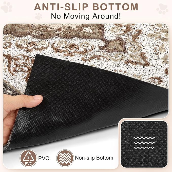 Unicorn Catcher 24"x15" Cat Litter Mat Non-Slip Washable Litter Box Mat | High-Density PVC Litter Catcher Mat Efficiently Traps Scattered Litter From Paws To Keep Floors Clean