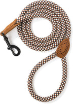 Mile High Life Dog Leash with Genuine Leather Connection, 6 FT/5 FT/4 FT | Rope Leash, Heavy Duty 360° Swivel Metal Clasp, for Small Medium & Large Dogs (Brown, 48 Inch)