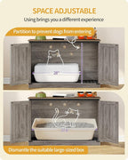 Hzuaneri Cat Litter Box Enclosure, Hidden Litter Box Furniture with Divider | Wooden Cat Cabinet with Removable Dividers, Reversible Entrance Left or Right Side, Cat Washroom, Greige CB84705X