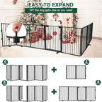Snagle Paw Metal Freestanding Dog Gate with Door,120” W x 36” H Dog Fence with Support Feet for Doorways, Stairs and Hallways, Portable Pet Gate for Indoor Use (6 Panel, Black)
