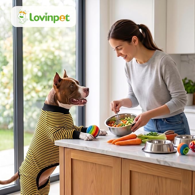 LovinPet Dog PJS Clothes for Giant Dogs, Pitbull Pure Cotton Yellow and Black Stripe Dog Shirt, 4-Legged Design, Full Body Coverage, Pajamas for Pitbulls, Onesies for Dogs, Large