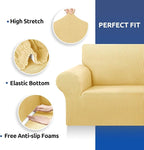 Stretch Oversized Couch Covers for Sofa Slipcover,Champagne | 1-Piece Washable Sofa Cover (94"-110") 4-Seater Furniture Protector, Soft Jacquard Non-Slip Elastic Bottom for Dogs & Kids