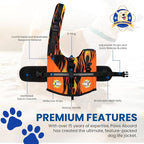 Dog Life Jacket — Premium Swim Vest with SafeChin Anti-Choke Collar | PAWS Aboard Racing Flames | RapidLift Rescue Handle, D-Ring, Reflective Trim | Boating, Kayaking, Pool | XX-Small (Under 6 lbs)