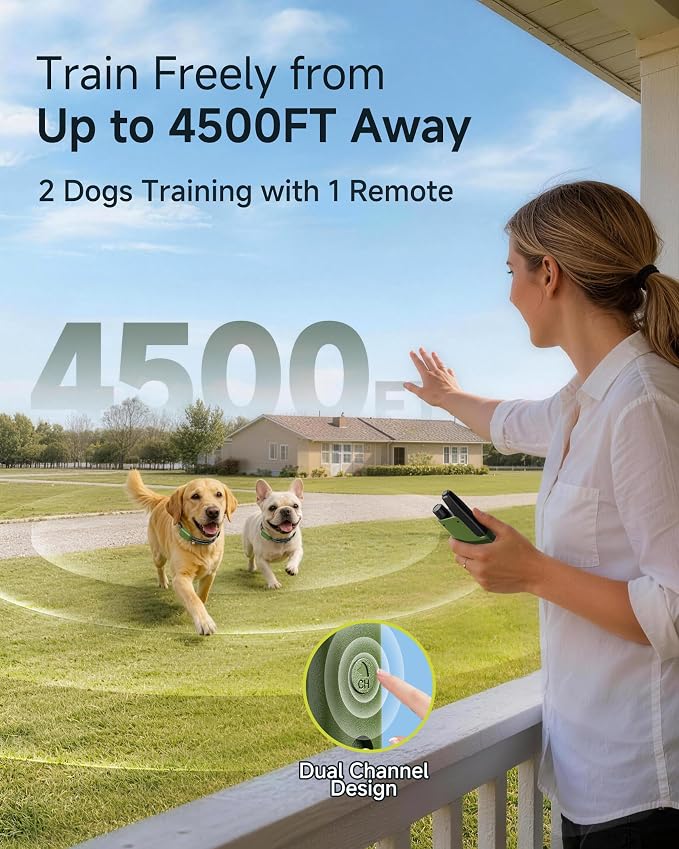 Dog Shock Collar - 4500FT Dog Training Collar with Remote for 10-120lbs Small Medium Large Dogs, IPX8 Waterproof Rechargeable Dog eCollar with Beep(1-8) Vibration(1-16) Safe Shock(0-99), No-Shock Mode