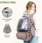 Cawypety Cat Backpack Carrier, Breathable Cat Carrier Large Space Bubble Pet Backpack for Kitty Small Dog up to 15lbs, Transparent & Foldable Pet Carrier for Travel Hiking | Breathable Mesh Cat Backpack Transparent Foldable Pet Clear Carrier Portable f...