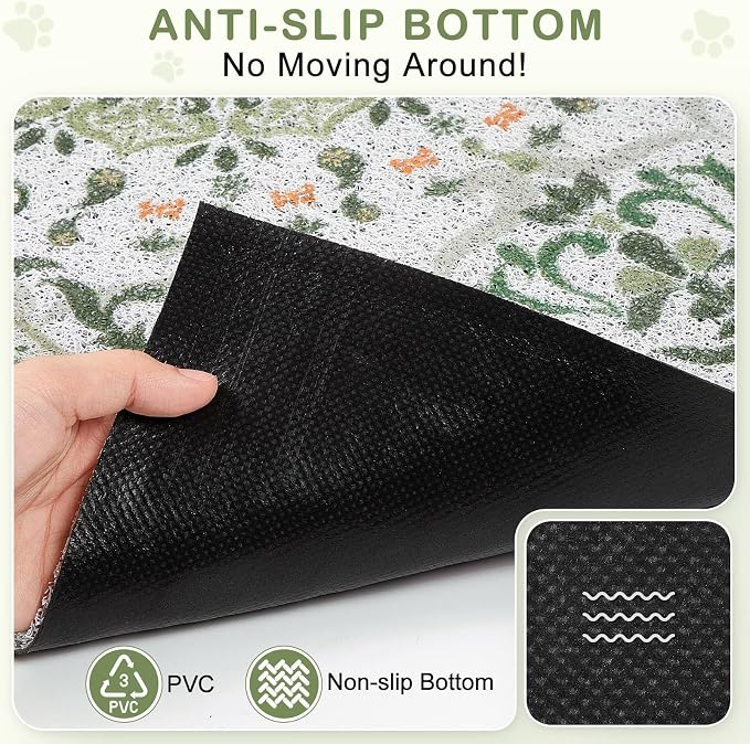 Unicorn Catcher 24"x15" Cat Litter Mat Non-Slip Washable Litter Box Mat | High-Density PVC Litter Catcher Mat Efficiently Traps Scattered Litter From Paws To Keep Floors Clean