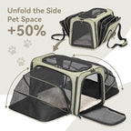 Petsfit Medium Double Expandable Cat Carrier for Cats and Small Dogs | 17 x 11 x 11 in; sized for Delta Air Lines; dual-side expansion, anti-sag frame and safety tether; up to 15 lb.