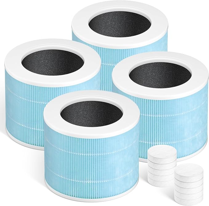Core Mini Filter Replacement for LEVOIT Core mini-P Air Purifier,Blue | 4 filter & 10 fragrance Sponge，3-in-1 great high-efficiency materials with activated carbon，by Improvedhand