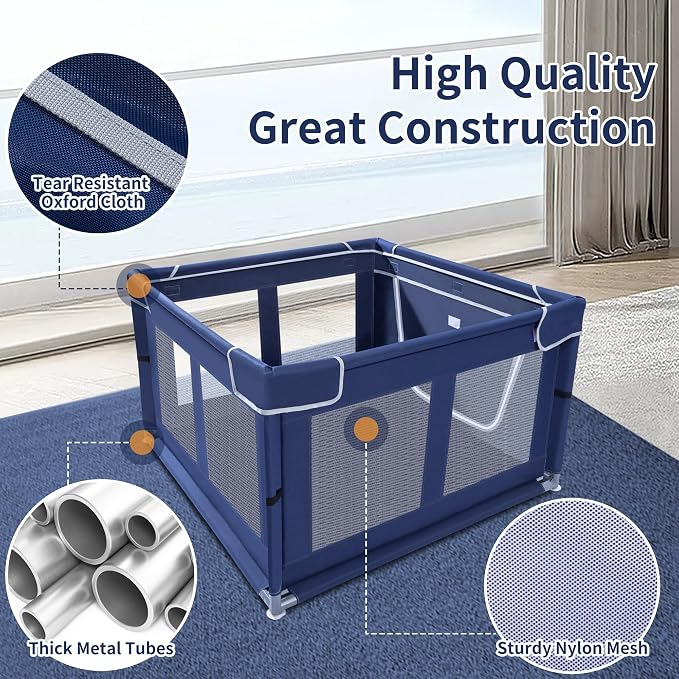 Puppy Playpen Indoor for Dog Small Pets, Dog Playpen 42x42 x25 inch, Dog Play Pen Indoors with Gate, Oxford Fabric Pet Exercise pens for Puppy, Anti-Tipping Dog Enclosure with Zipper Door