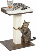 Retro Cat Scratching Post with Top Perch Bed for Indoor Cats | Removable & Washable Cushion, Small Morden Cat Tree, Cat Tower with Scratch Post, Natural Sisal, Retro-Style