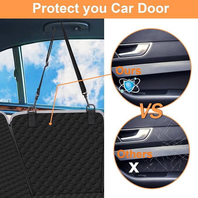 Mancro Dog Car Seat Cover for Back Seat, Waterproof Dog Hammock for Car | 600D Heavy Duty, Scratch-Resistant Back Seat Pet Cover for Dogs with PVE Nonslip Underside, Fits for Sedan, Trucks and SUVs