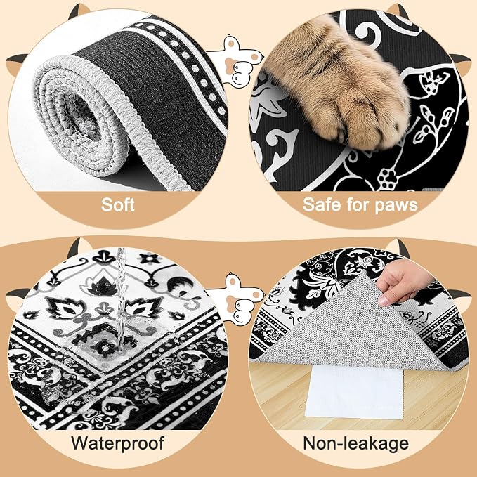 Bienbee Cat Litter Mat, 2 Pack 33" x 22" Machine Washable for Litter Boxes | Cat Litter Rug with Waterproof Backing, Non-Slip Grip and Soft On Kitty Paws to Catch Litter and Protect Floor