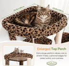 Globlazer Extra Large Cat Tree, 78 inch Sturdy Tall Cat Tree Tower for Indoor Multiple Large Adult Cats Kittens with 6 Scratching Posts, Enlarged Top Perch, 2 Padded Condos, S78G, Leopard Print