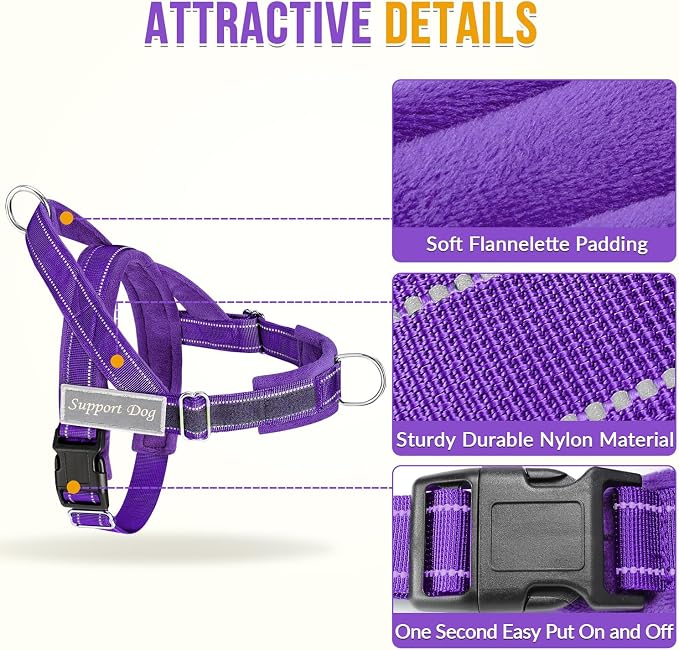 SlowTon No Pull Dog Harness - Heavy Duty Dog Harness and Leash Set for Medium Large Dogs, Reflective Tactical Harness with Soft Padded and Front Clip for Easy Walk and Training (PU, M)