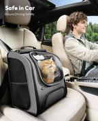Pecute Cat Backpack Carrier,Large Space Dog Carrier Backpack,Ergonomic,Gray | Bubble Transparent Window,Sunshade Curtain,Safety Rope,Sturdy,Large Mesh for Breathability,Suitable for Outdoor,Vet