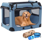 Petprsco Collapsible Dog Crate, 40 inch Portable Dog Crates for Large Dogs | Large Soft Foldable Dog Crate & Kennel for Travel, 3-Door with Sturdy Steel Frame & Durable Mesh Windows, Indoor/Outdoor