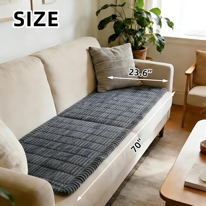 Dog Car Seat Cover, Pet Couch Covers for Car and Sofa,Non-Slip Backseat Pet Bed Mat, Machine Washable, Soft Plush Travel Seat Protector with Storage Bag (Grey,23.6''×70'')