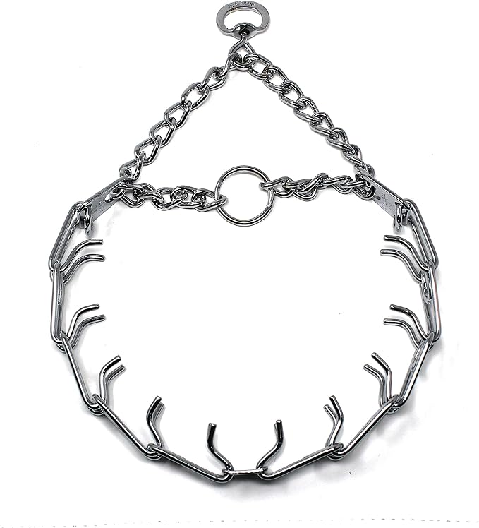 Herm Sprenger Prong Dog Training Collar, 22in x 3.0mm (Neck Size up to 18in) Medium, Ultra-Plus Chrome Plated Steel Pet Pinch Anti Pull Collar for Dogs Made in Germany