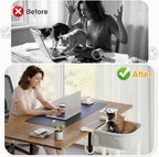 Extra-Sturdy Cat Desk Bed for Large Cats 50lbs Desk Cat Bed Attachment | for Desktop under 3", Heavy Duty, Paw Design, Waterproof, Dual-Sided Mat, Easy Assembly for Gaming Desk & Kitchen Island