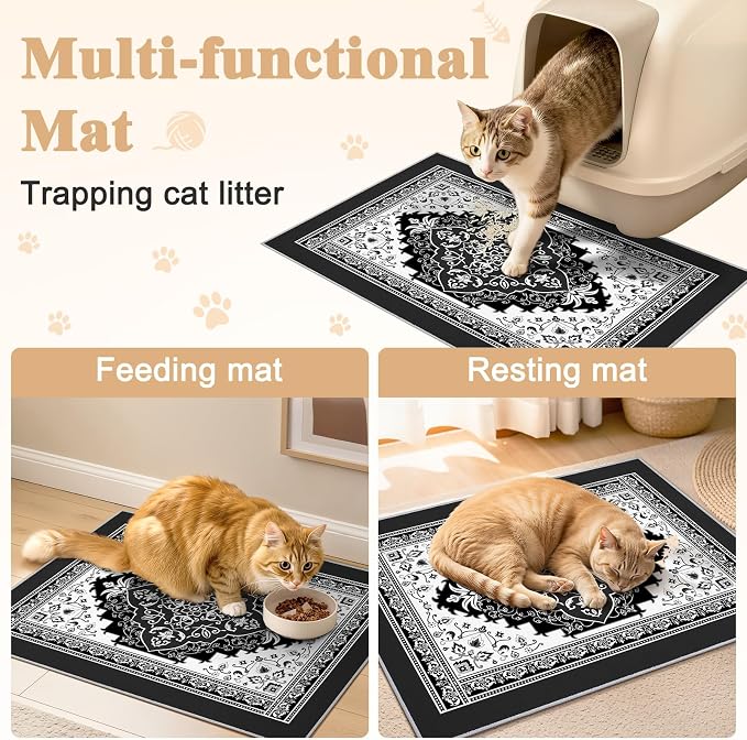 Bienbee Cat Litter Mat, 2 Pack 33" x 22" Machine Washable for Litter Boxes | Cat Litter Rug with Waterproof Backing, Non-Slip Grip and Soft On Kitty Paws to Catch Litter and Protect Floor