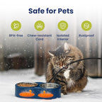 Heated Water Bowl for Cats, Outdoor Heated Pet Bowl in Winter | 18/8 Stainless Steel, Anti-chew Cord, Removable Bowls, Dual-bowl Heated System, Raised Ergonomic Stand, Blue, 3 Cups