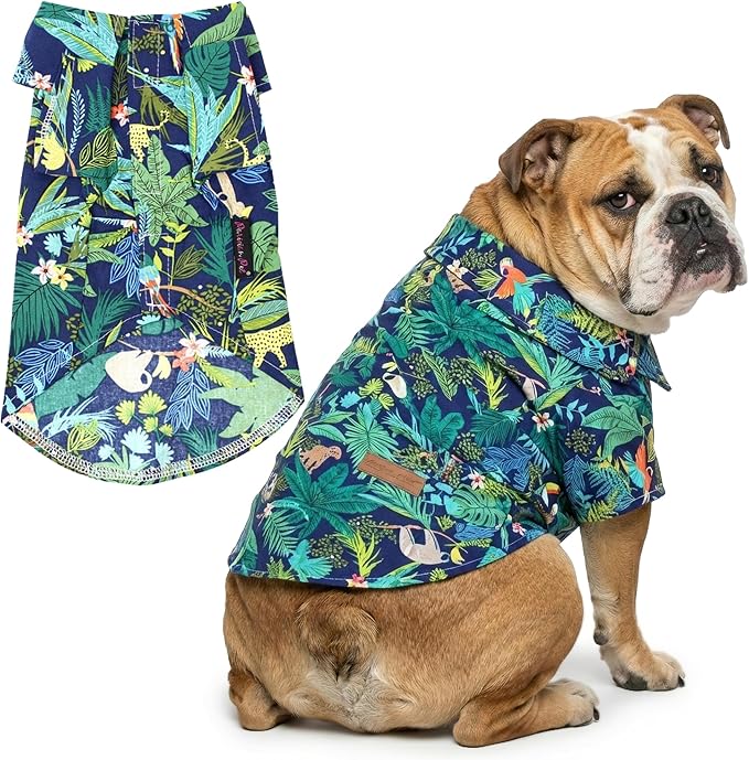 Parisian Pet Amazonia Dog Shirt - Cotton Clothes for Large Dogs - Stylish Tropical Dog Outfit - Lightweight and Soft Puppy Clothes - Trendy Tshirts for Dogs - Comfortable Summer Pet Apparel