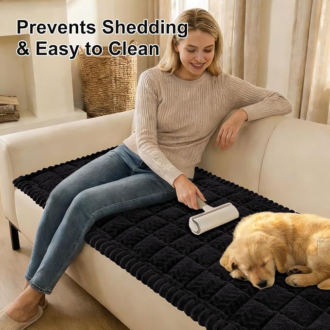 Smiry Couch Cover for Dogs, Non Slip Fuzzy Pet Sofa Covers Washable | Sofa Slipcovers for 3 Cushion Couch, Soft Thick Furniture Protector for Cats Dogs, Against Fur, Dirt, Scratch (27.6"x95")