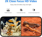3MP 2K Aquarium & Terrarium Pet Camera with Light for Fish or Reptile Pet | Wide-angle Fisheye Close-focus Lens, With Lighting Function