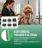 Professional Dog Grooming Clippers with 17H Runtime & Replaceable 440C Blade, 5-Speed Low Noise Electric Dog Shaver for Thick, Matted, Curly Hair, Cordless Clipper for Groomer & Home Use, Green